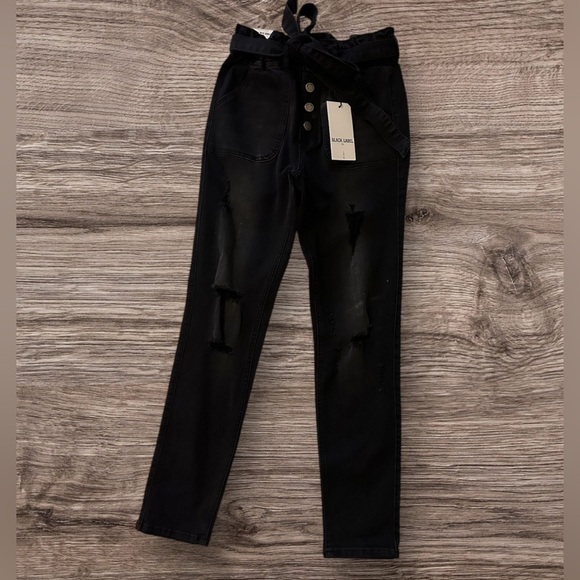Black label High Rise Ankle Skinny Jeans‎ Button Fly Size Large - Picture 1 of 12